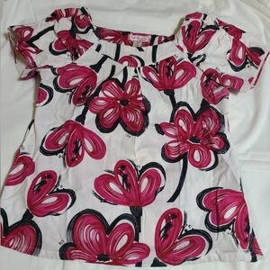 Floral Pink and Black Top